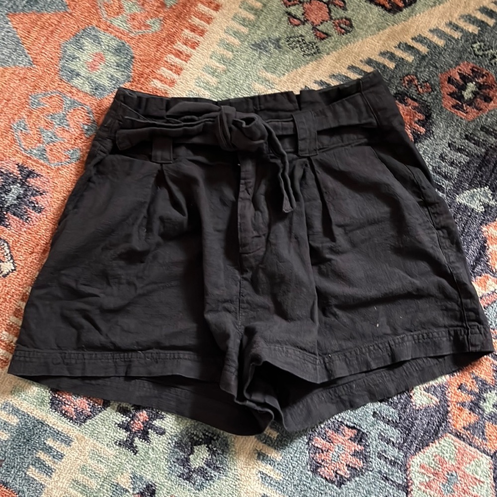 Black Linen high waisted shorts from Free people